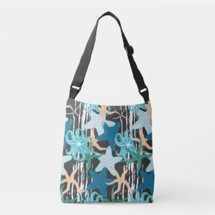 Zeesterren : donker gestreepte achtergrond. crossbody tas