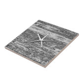 Zeesterren Driftwood zwart-wit Waterverf Tegeltje (Zijkant)