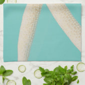 Zeesterren elegante oceaan modern strand blauwgroe theedoek (Gevouwen)