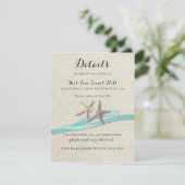 Zeesterren en Aqua Ribbon Receptiekaart RSVP Kaartje (Staand voorkant)