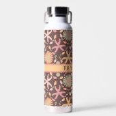 Zeesterren en bloemen op chocoladebruin waterfles (Voorkant)
