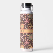 Zeesterren en bloemen op chocoladebruin waterfles (Achterkant)