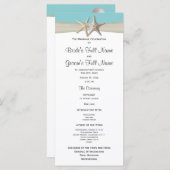 Zeesterren en Burlap Aqua Beach Programmakaart (Voorkant / Achterkant)