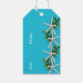 Zeesterren en Holly Aqua Blue Kerstmis Cadeaulabel (Voorkant)