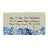 Zeesterren en hortensia's etiket (Voorkant)