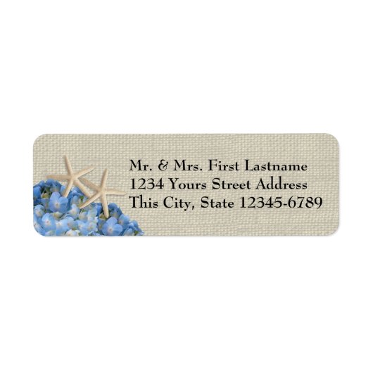 Zeesterren en hortensia's etiket (Voorkant)