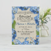 Zeesterren en hortensia's strand repetitie diner kaart (Staand voorkant)