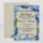 Zeesterren en hortensia's strand repetitie diner kaart (Voorkant / Achterkant)