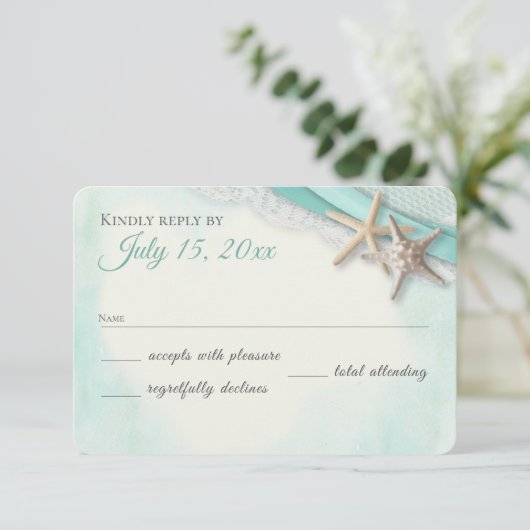 Zeesterren en Kant  Beach Response Kaart (Staand voorkant)