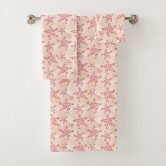 Zeesterren en koraalroze pastelpatroon bad handdoek (Insitu)