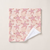 Zeesterren en koraalroze pastelpatroon bad handdoek (Wasdoekje)