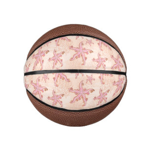 Zeesterren en koraalroze pastelpatroon basketbal