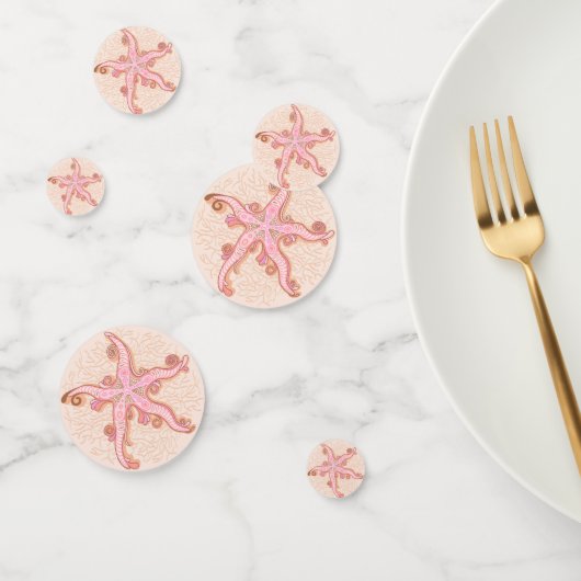 Zeesterren en koraalroze pastelpatroon confetti (Groep)