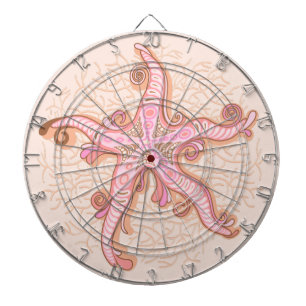 Zeesterren en koraalroze pastelpatroon dartbord