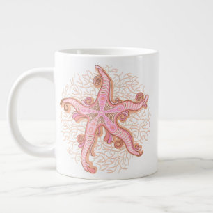 Zeesterren en koraalroze pastelpatroon grote koffiekop