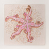 Zeesterren en koraalroze pastelpatroon legpuzzel (Horizontaal)