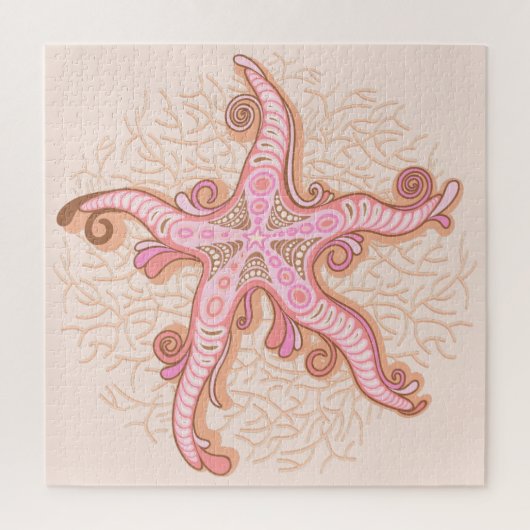 Zeesterren en koraalroze pastelpatroon legpuzzel (Verticaal)