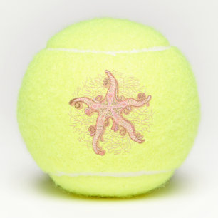 Zeesterren en koraalroze pastelpatroon tennisballen