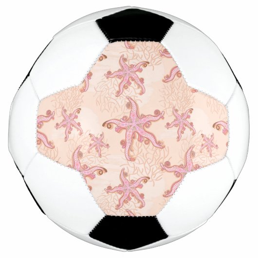 Zeesterren en koraalroze pastelpatroon voetbal (Voorkant)