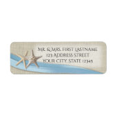 Zeesterren en lichtblauw lint etiket (Voorkant)