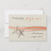 Zeesterren en lint Coral Beach Response RSVP Kaartje (Voorkant)