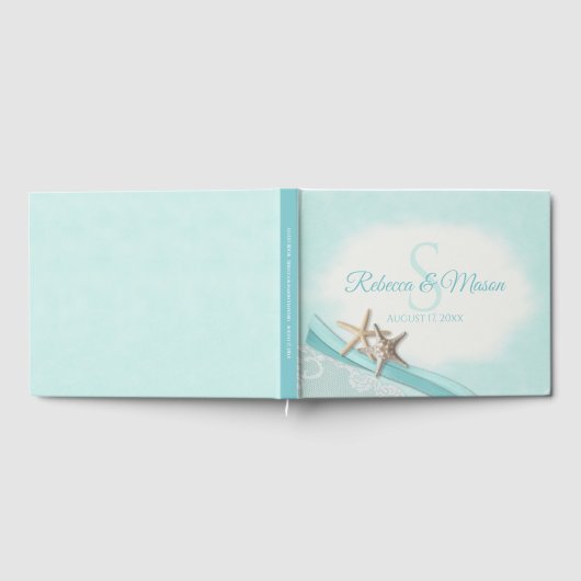  zeesterren en lint Monogram bruiloft Gastenboek (Volledig)