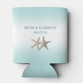 Zeesterren en lint  strand blikjeskoeler (Achterkant)