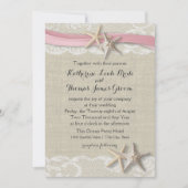 Zeesterren en lint strand roze kaart (Voorkant)