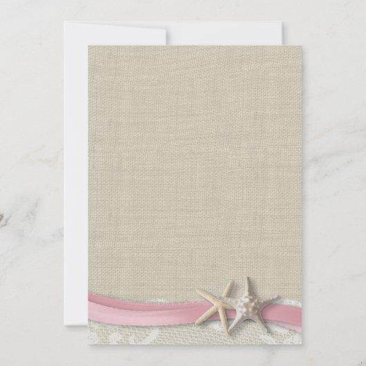 Zeesterren en lint strand roze kaart (Achterkant)