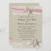 Zeesterren en lint strand roze kaart (Voorkant / Achterkant)