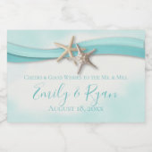 Zeesterren en lint Turquoise Beach Sparkling Wijnetiket (Enkel label)