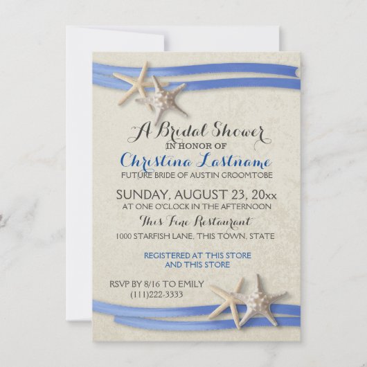 Zeesterren en lint Vrijgezellenfeest Kaart (Voorkant)