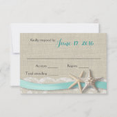 Zeesterren en Ribbon Beach Aqua RSVP (Voorkant)
