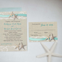 Zeesterren en Ribbon Beach Aqua RSVP