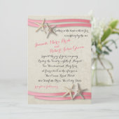 Zeesterren en Roze Lint Kaart (Staand voorkant)