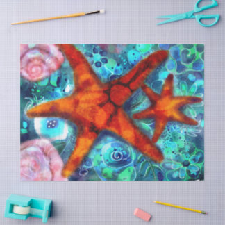 Zeesterren en schelpen Kust Nautische Decoupage Tissuepapier