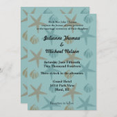 Zeesterren en schelpen strand bruiloft kaart (Voorkant / Achterkant)