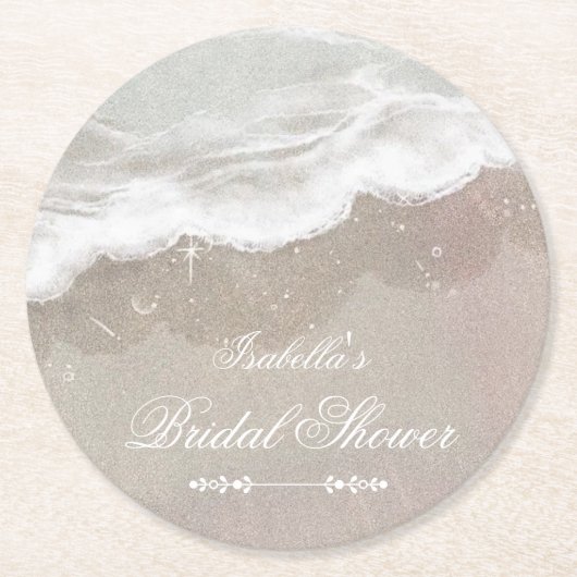 Zeesterren en Schelpen Tropisch Strand Bruidsdiner Ronde Kartonnen Onderzetter (Voorkant)