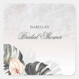 Zeesterren en Schelpen Tropisch Strand Bruidsdiner Vierkante Sticker