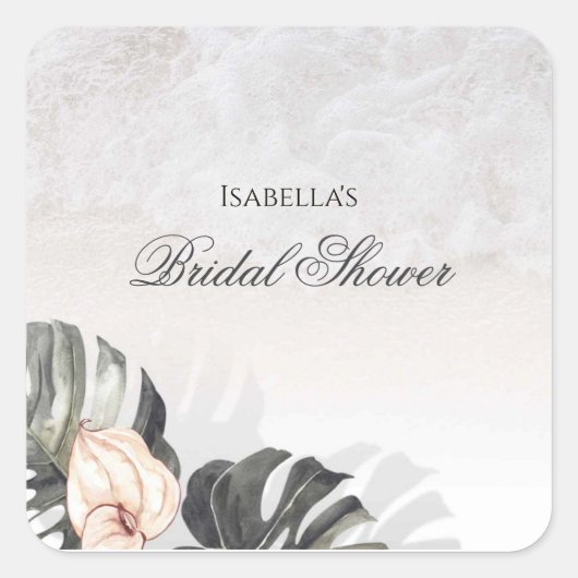 Zeesterren en Schelpen Tropisch Strand Bruidsdiner Vierkante Sticker (Voorkant)