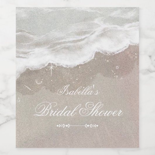 Zeesterren en Schelpen Tropisch Strand Bruidsdiner Wijn Etiket (Enkel label)