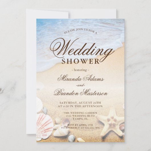 Zeesterren en schelpen Tropisch strand bruiloft do Kaart (Voorkant)