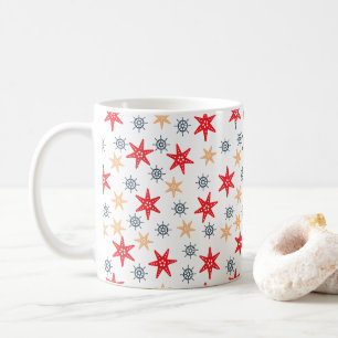 Zeesterren en stuurwielen patroon koffiemok