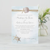 Zeesterren en touw strand bruiloft kaart (Staand voorkant)