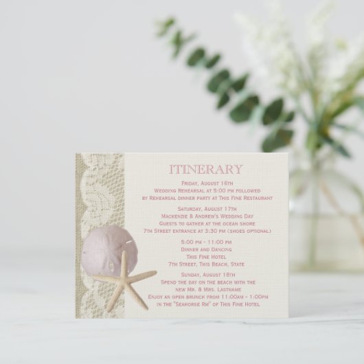 Zeesterren en Zanddollar Beach Informatiekaartje (Staand voorkant)