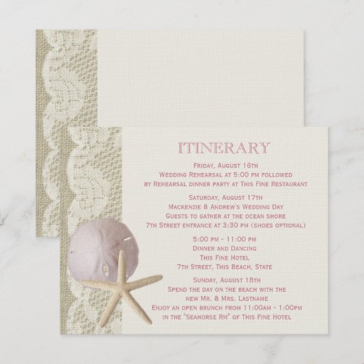 Zeesterren en Zanddollar  Beach Informatiekaartje (Voorkant / Achterkant)