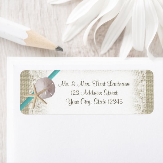 Zeesterren en Zanddollar over Kant Etiket (Insitu)