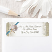 Zeesterren en Zanddollar over Lace Blue Etiket (Insitu)