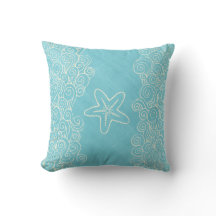 Zeesterren en zee blauw crème gooien kussen