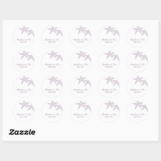 Zeesterren Favor Sticker - Paarse (Vel)